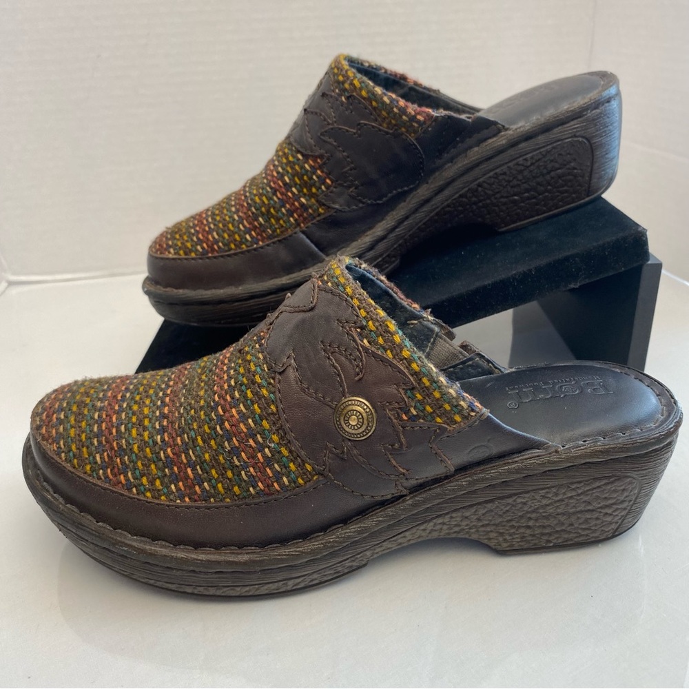 Born Multicolor Woven Leather Clogs Approx. Women’s 6.5-7
